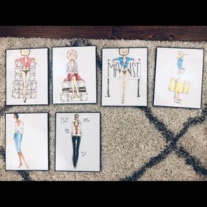Original J.Crew Somsack Sketches, framed & signed